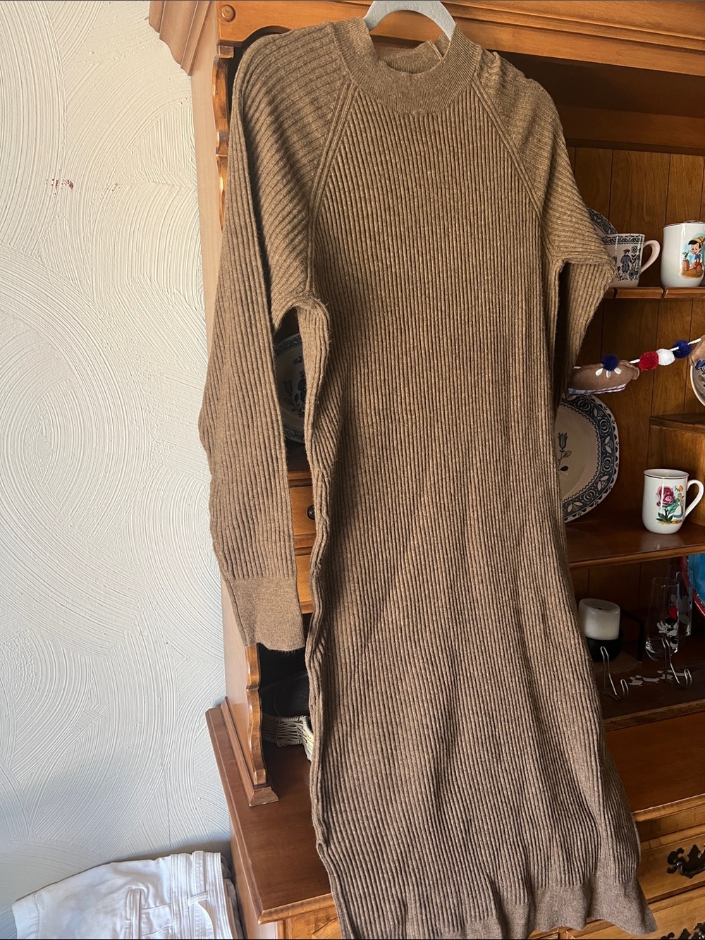 Ribbed Soft Brown Sweater Dress The Drop Size Medium